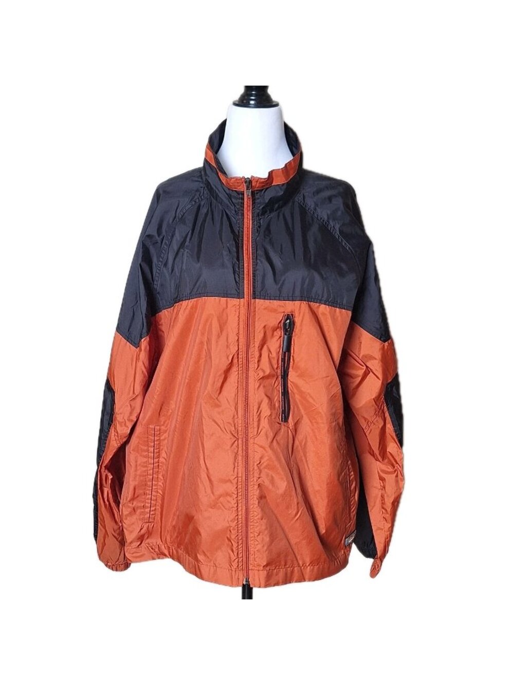 WEATHERPACK BY WEATHERPROOF VINTAGE ORANGE BLACK WINDBREAKER SIZE LARGE NWOT